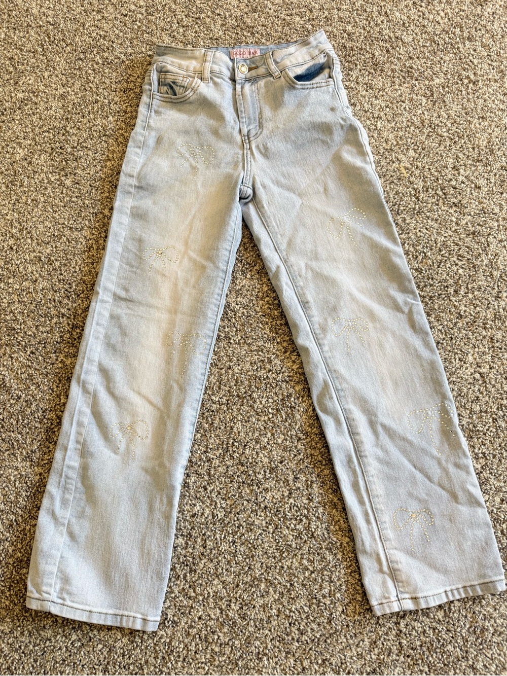 Light Blue Kids' Jeans with Star Stud Details